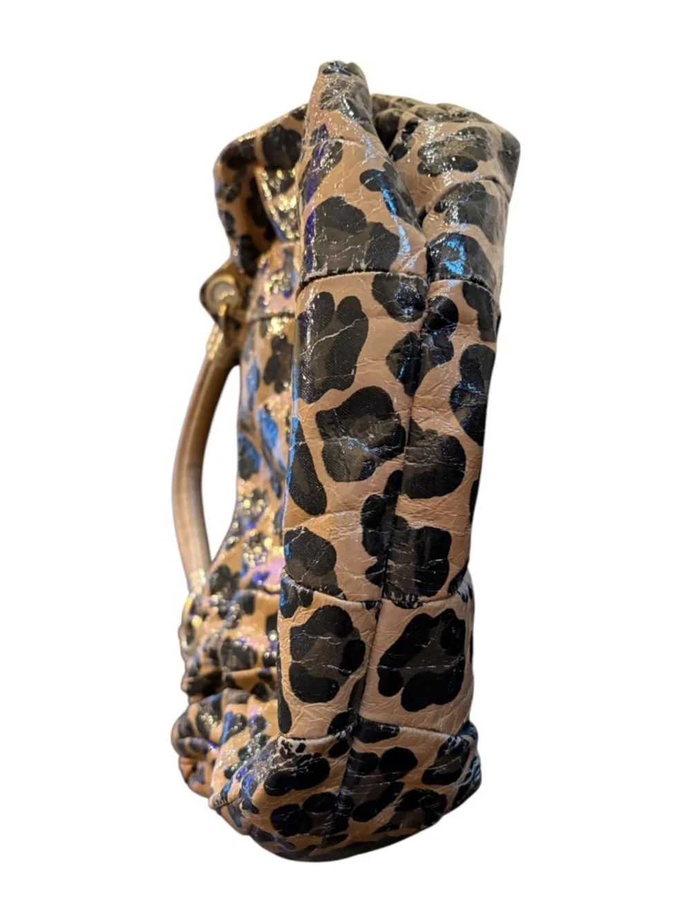 Stuart Weitzman Tan Leopard Print Leather Hobo bag purse with COA